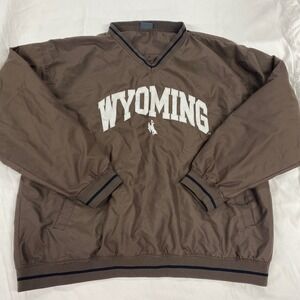 Pro Edge Wyoming Cowboys Windbreaker Pullover Brown V-Neck Mens XL NCAA Vintage